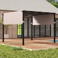 thumbnail image 4 of Gymax Pergola à Toit Plat 10 x 10 Pi avec Auvent Rétractable, Pavillon de Gril Extérieur, Beige, 4 of 10
