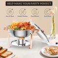 thumbnail image 4 of Ensemble de 2 Buffets à Réchaud, Vaisselle Ronde de 5 Qt en Acier Inoxydable avec Couvercles, Porte-Couvercles, Ustensiles, Réchauds de Buffet Rose Doré pour Traiteur, Fêtes, Mariages, Dîners, 4 of 9