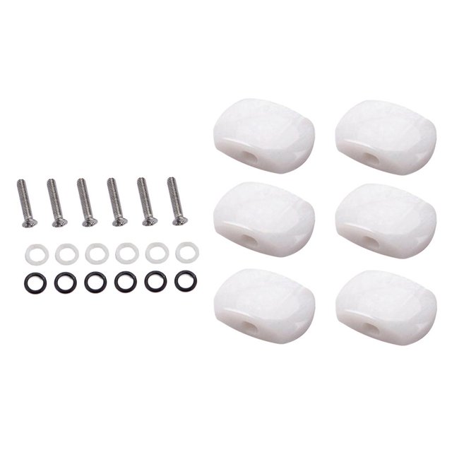 6x Large Tuner Machine Head Replacement Buttons #2 White Pearl