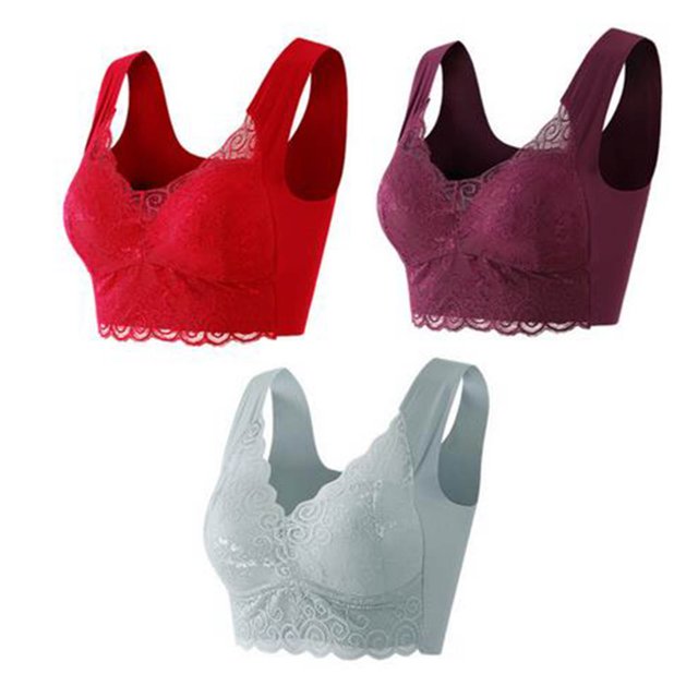 Timegard Plus Size Bras for Women Full-Coverage High Support Lace Wireless Comfortable Everyday Bras