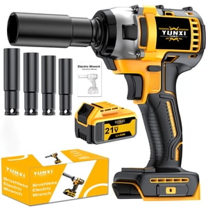21V Brushless Cordless Impact Wrench & Drill Combo Kit, Wireless Power Tool Set for Car Home Repair Father's Day Gift
