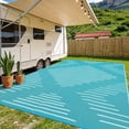 thumbnail image 4 of Nanan 6x9 Modern Geometric Outdoor Rug, All-Weather Waterproof Patio Mat, UV Resistant, Stain Resistant, Easy Clean Plastic Rug for Yard, Deck, Balcony, Camping,Light Blue/White, 4 of 8