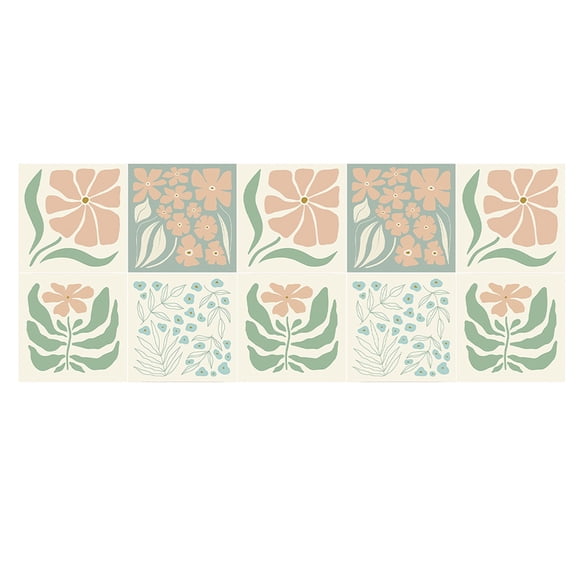 Tile Stickers For Kitchen Beige Flower Peel And And Stick Tiles Stick Wall Tiles Peel And Stick Tiles Kitchen 20*20CM 10PCS