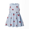 thumbnail image 1 of 2DXuixsh Robes Petite Fille Extensibles Ligne A Évasées Robe de Fête Été Robe Mignonne Enfants Coton Robe Fraise Vêtements Fille Été Bleu Taille 100, 1 of 2