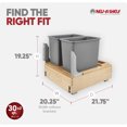 thumbnail image 3 of Rev-A-Shelf Double Pullout Bottom Mount Trash Cans 30 qt., Gray, 4WCBM-2430DM-2, 3 of 11