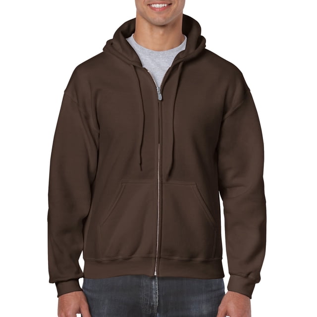 Gildan Mens Heavy Blend Full Zip Hooded Sweatshirt, S, Dark Chocolate