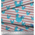 thumbnail image 3 of Soimoi Gray Rayon Fabric Cock & Stripe Print Sewing Fabric Yard 56 Inch Wide, 3 of 5