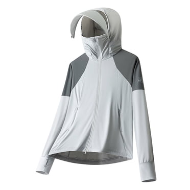 Weiqiqre Chandails à Capuchon UPF 50+ avec Masque, Cache-Cou anti-UV, Protection Solaire, T-Shirt à Manches Longues pour la Pêche et la Natation
