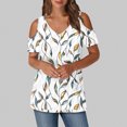thumbnail image 1 of Soki Women's Off Shoulder Tee Clearance Blouses Short Sleeved V-Neck Fashionable Tops, 1 of 6