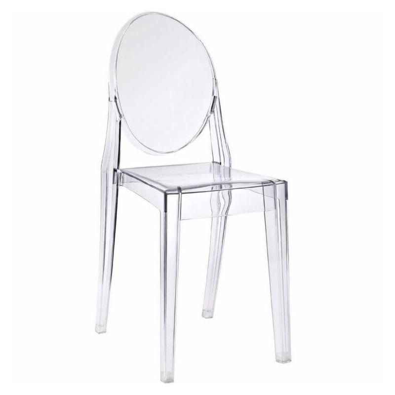 Modern Ghost Side Chair – Transparent Clear Acrylic Dining Chair with Durable Design, Stackable for Dining or Accent Spaces