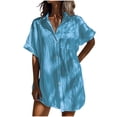 thumbnail image 2 of Weiqiqre Chemises pour Femmes Été Robe en Coton et Lin Robe Mini à Col en V Décontractée à Manches Courtes Tunique Ample Robes, 2 of 5