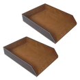 thumbnail image 1 of 2X PU Leather Collection Letter Tray, Document Desk Organizer,Stackable  File Document Tray Holder (Brown), 1 of 6