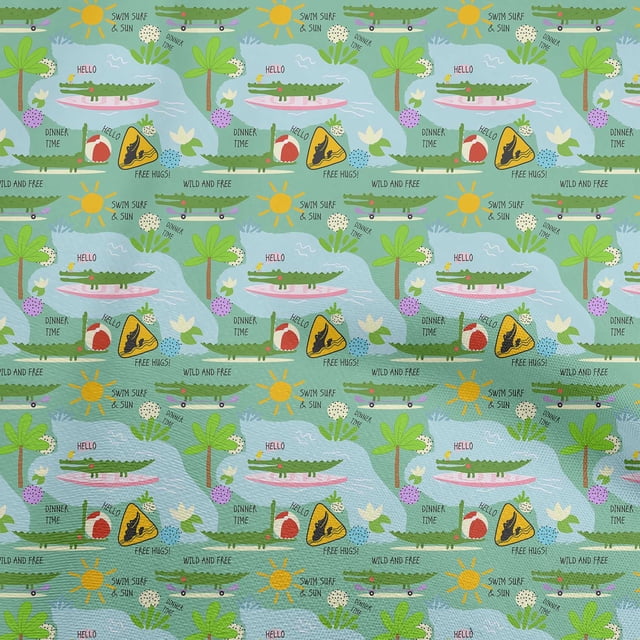 oneOone Rayon Green Fabric Kids Animal Craft Projects Decor Fabric Printed by The Yard 56 Inch Wide