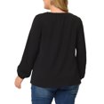 thumbnail image 3 of GRACE & GRANDEUR Women's Plus Size Fashion Work Long Sleeves Ribbon Front Chiffon Blouse 1X Black, 3 of 6