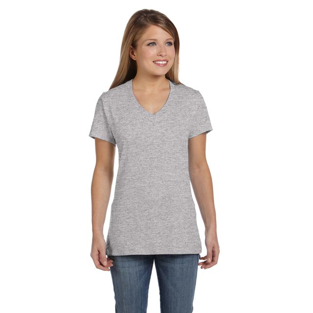 Hanes Ladies Ringspun Cotton Nano-T V-Neck T-Shirt, Style S04V