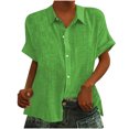 thumbnail image 1 of Yuyuzo Womens Button down Shirts Short Sleeve V Neck Tshirts Solid Color Office Work Tops Blouses, 1 of 6