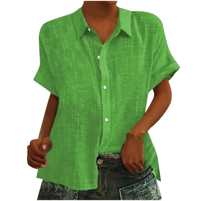 Yuyuzo Womens Button down Shirts Short Sleeve V Neck Tshirts Solid Color Office Work Tops Blouses