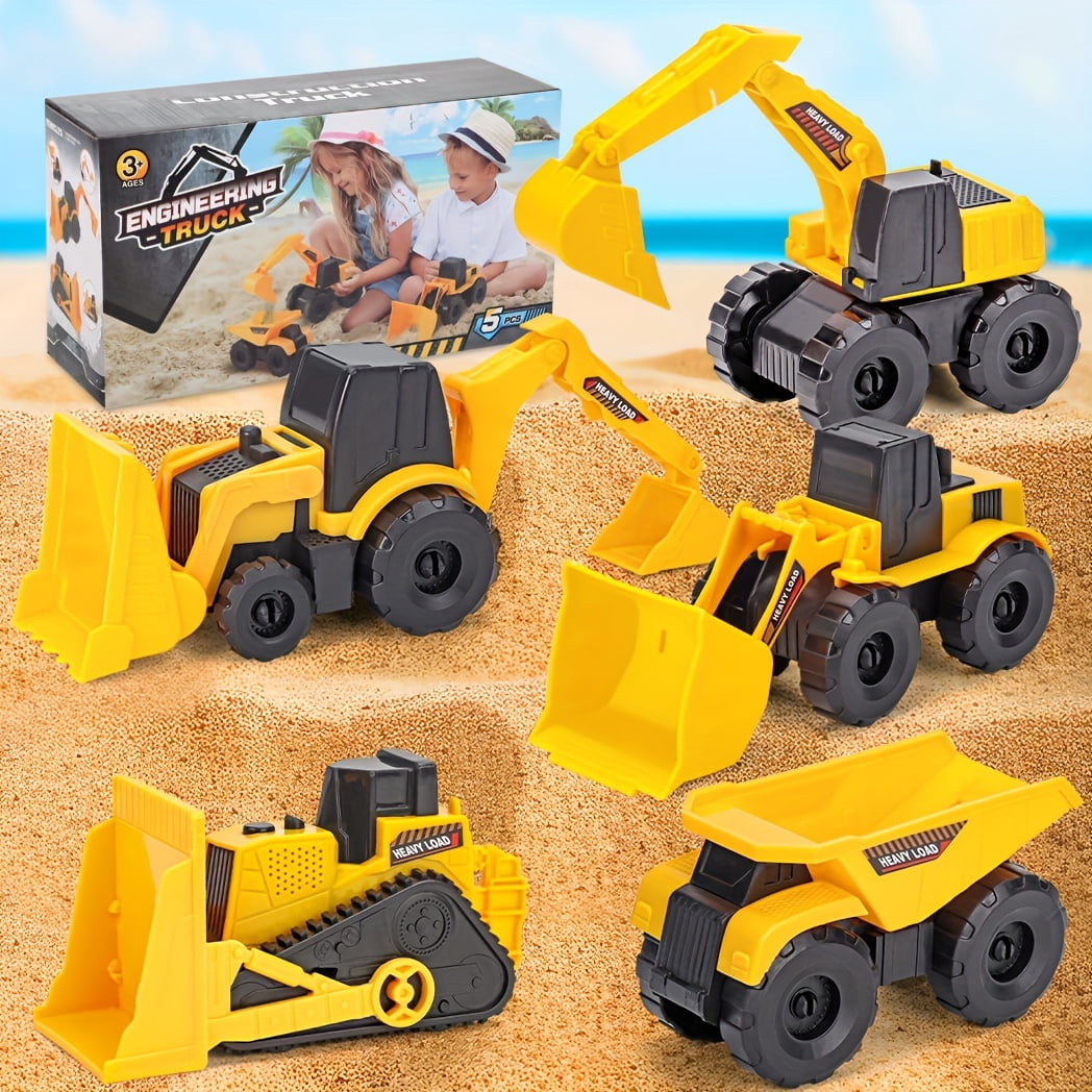 5-Pack Deluxe Construction Truck Toys Set - Includes Dump Truck