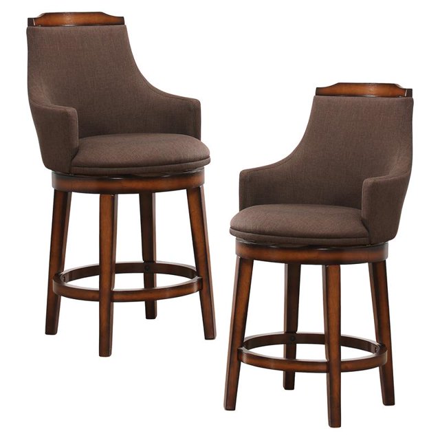 Lexicon Bayshore Wood Counter Height Swivel Stools - Brown (Set of 2)