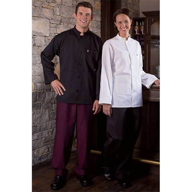 Uncommon Threads 4003-5601 Pantalon de Chef Ample Teint en Fil Noir et Rayure Vin - TPsmall
