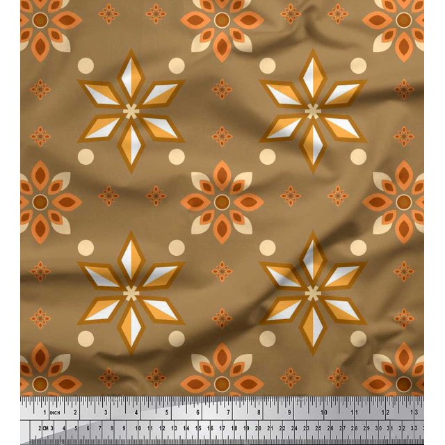 Soimoi Velvet Fabric Dot & Floral Decorative Decor Fabric Printed Yard 58 Inch Wide