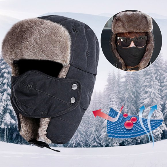 Black Friday TIMIFIS Winter Hat Men And Women Thunderheads Hat Thickened Ear Protection Face Protection Cap Christmas Gifts