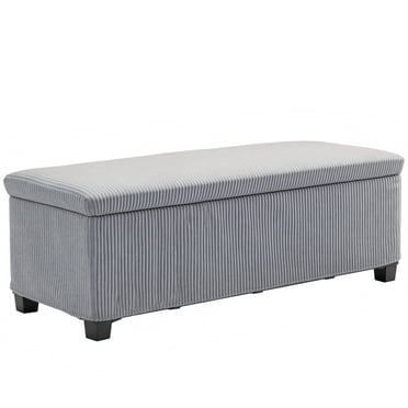 HOMCOM Banc Ottoman de Rangement de 44 Pouces avec Couvercle, Pattes, Repose-Pieds, Gris