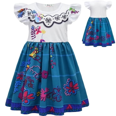 HAWEE Encanto Costume Mirabel Robe Mirabel Cosplay Jupe de Princesse avec Sac Complets pour Filles
