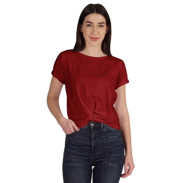 Inkmeso T-shirt Court d'Été à Nœud Torsadé à l'Avant pour Femmes à Manches Courtes