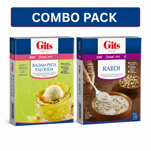Gits Drink Mix and Dessert Mix Combo - Rabdi 100g, Badam & Pista Falooda 200g