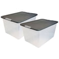 thumbnail image 1 of HOMZ Bac de Rangement Empilable en Plastique Transparent de 64 Pintes avec Couvercle, Lot de 2, Gris, 1 of 8