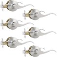 thumbnail image 1 of Satin Nickel Door Handle Interior Brushed Nickel Passage Door Lever for Hall and Closet Keyless Door Lock Set Reversible for Left Right Sided Doors Leverset Handleset, 1 of 7