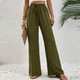 thumbnail image 4 of FAIWAD Womens Wide Leg Palazzo Pants Spring Summer High Elastic Waist Loose Casual Flowy Pants with Pockets, 4 of 7