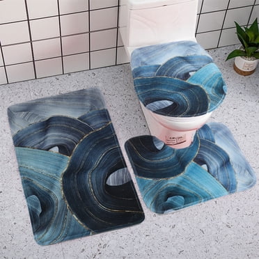 Leutsin Bathroom Rugs Sets 3 Clearance,Soft Bath Rugs Sets for Bathroom Floor 3 Piece,Flannel Bath Rugs,Non Slip Bathtub Carpet and Absorbent Bath Mat, Bathroom Carpet, Plush Bath Mat for Bathroom