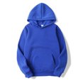thumbnail image 2 of Yeahdor Men's Basic Long Sleeve Drawstring Hoodie Sweatshirt Casual Solid Color Pullover Tops Blue L, 2 of 3