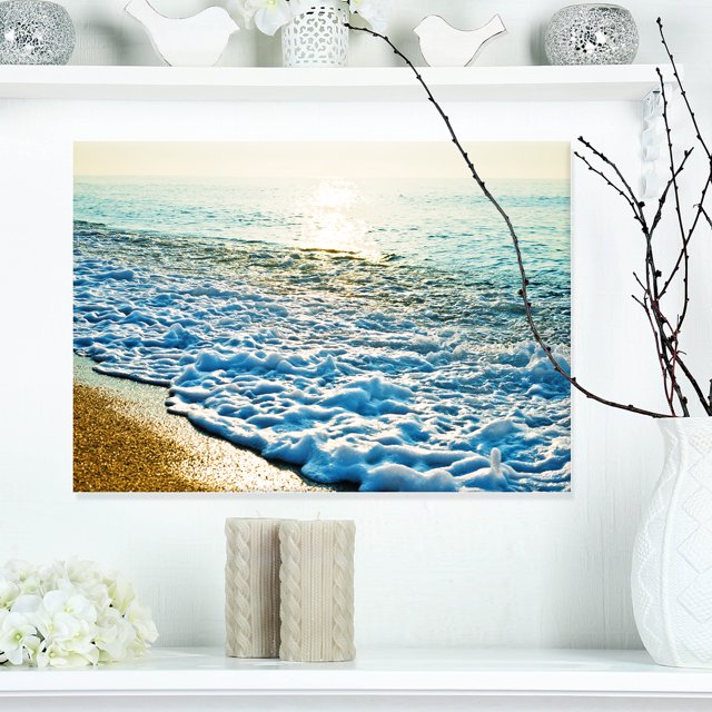 Bright Blue Tranquil Seashore - Beach Photo Canvas Print