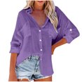 thumbnail image 1 of Timegard Womens Shirts Button down Tops Long Sleeve Lapel V Neck Blouse Fall Lightweight Shirts Tops, 1 of 9