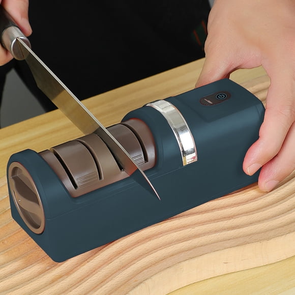 Affûteur de Couteau Automatique, Affûteur Électrique Rechargeable, Affûteur Compact Multifonction, Design Moderne pour Cuisine Maison, Affûtage Haute Vitesse, Adapté aux Voyages, Inox Hzhnb