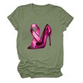 thumbnail image 1 of JIRNDf T-Shirt pour Femmes Hauts Tendance Mode Été Décontracté Manches Courtes Col Rond Impression Cancer du Sein T-Shirts Graphiques Mignons pour Femmes Chemises Vert m, 1 of 4