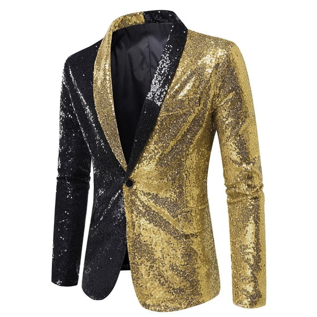 Costume à Paillettes pour Hommes, Robe à un Bouton, Costume de Performance, Veste à Col à Revers à Manches Longues