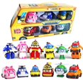 thumbnail image 2 of 6 In 1 Korean Animation Cartoon Robocar Poli Transformation Robot Car Toys Set, 2 of 2