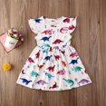 thumbnail image 3 of MesaSe Robe à Manches Courtes Bouffantes Imprimée Dinosaure pour Bébé Filles Blanc 3-4 Ans, 3 of 9