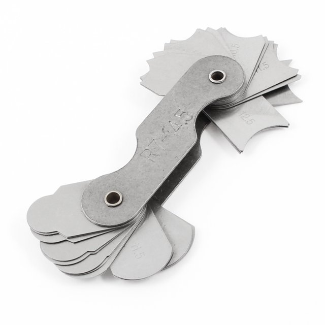 Unique Bargains R7-14.5mm Measure Tool 32 Plates Gray Radius Gauge Gage w Plastic Box