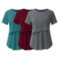 thumbnail image 2 of Vêtements de Grossesse Offres de l'Action de Grâce Liquidation Été Vêtements de Maternité pour Femmes Col Rond Manches Courtes Volants Pli Hauts de Grossesse, 2 of 5