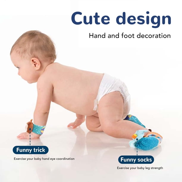 Lot de 4 chaussettes hochet de poignet et localisateur de pieds pour bébé - Jouets éducatifs pour nouveau-nés garçons et filles de 0 à 12 mois - Cadeaux pour fête prénatale, anniversaire Lot de 4 chaussettes hochet de poignet et localisateur de pieds pour bébé - Jouets éducatifs pour nouveau-nés garçons et filles de 0 à 12 mois - Cadeaux pour fête prénatale, anniversaire