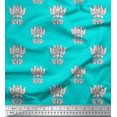 thumbnail image 1 of Soimoi Polyester Crepe Fabric Leaves & Lotus Block Print Sewing Fabric Yard 52 Inch Wide, 1 of 3
