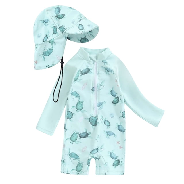 MIASHUI Boys One Piece Rash Guard Swimsuits Long Sleeve Swim Shirt for Kids Bathing Suits,Light Green,0-3 Months
