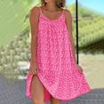 thumbnail image 2 of Kcodviy Robe Décontractée Femme Florale O Maxi Robe Femme Col Volanté Ourlet Spaghetti Adolescente Robes Décontractées Bretelle Sans Manches Robe Courte Robe Décontractée Femme Robe de Plage, 2 of 7