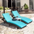 thumbnail image 1 of Costway 2PCS Patio Rattan Folding Lounge Chair Adjustable Turquoise Cushion, 1 of 10