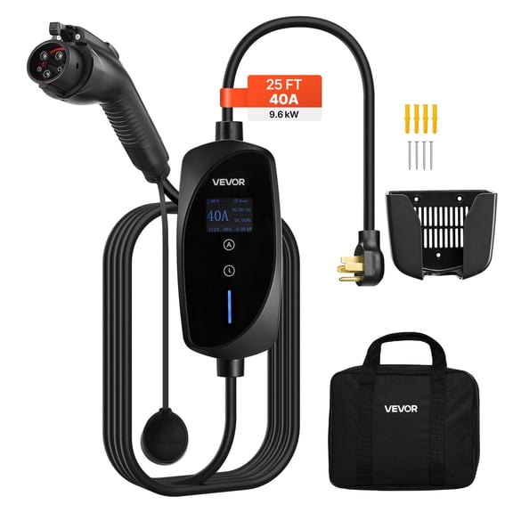 VEVOR Chargeur EVA Niveau 2 Chargeur Portable 40A 240V NEMA 14-50P avec Câble de 25 Pi